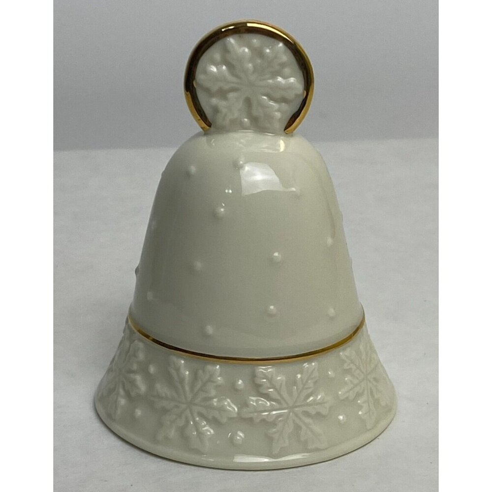 Vintage Lenox Snowflake Bell 3.5" Gold Accents Cream Porcelain Holiday Decor - Picture 4 of 9